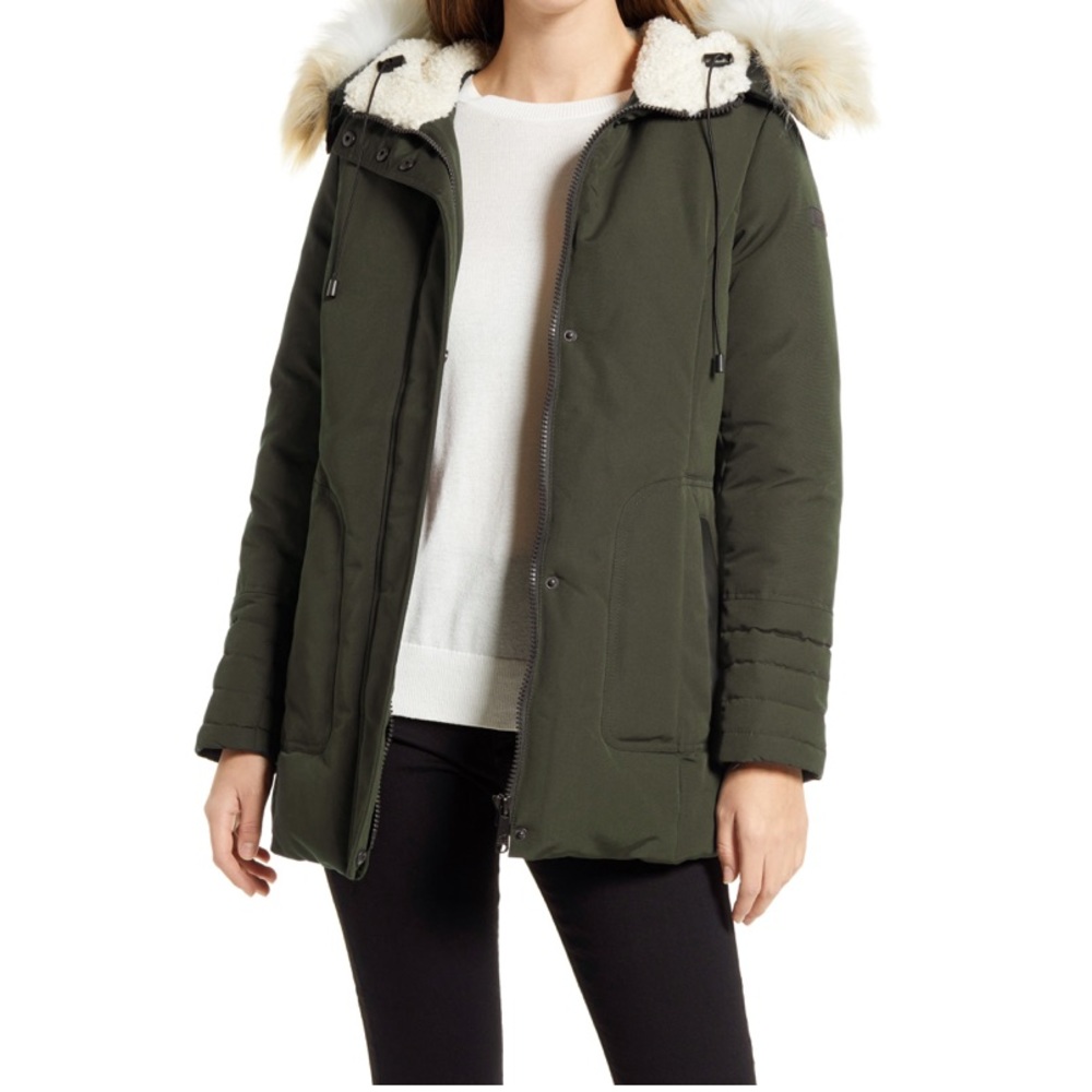 SAM EDELMAN Parka Faux Fur Removable Hooded Jacket Small Water Resistant